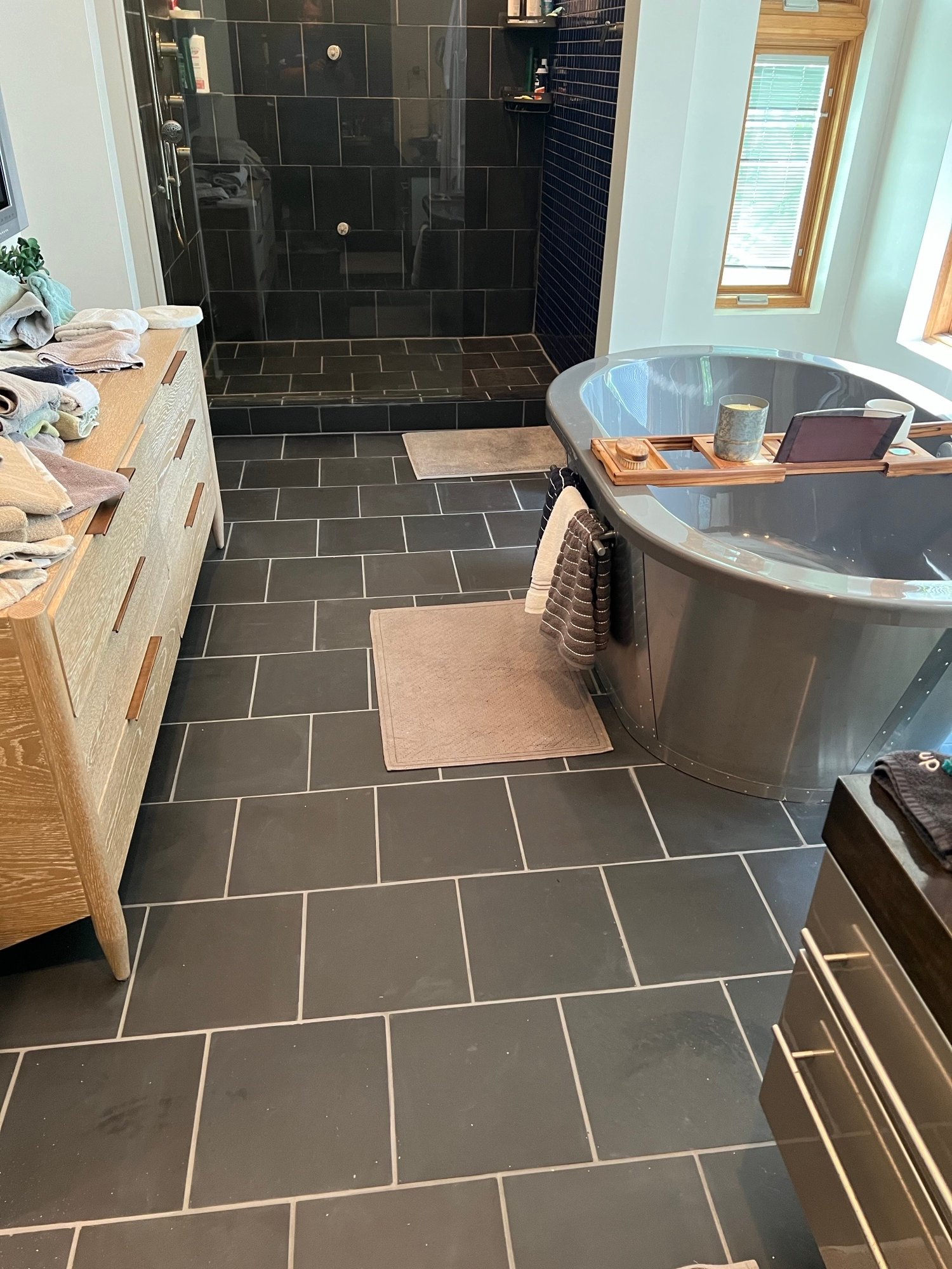 Slate Shower in Charleston,WV after restoration has been completed by ServiceFirst Clean & Restore Inc.